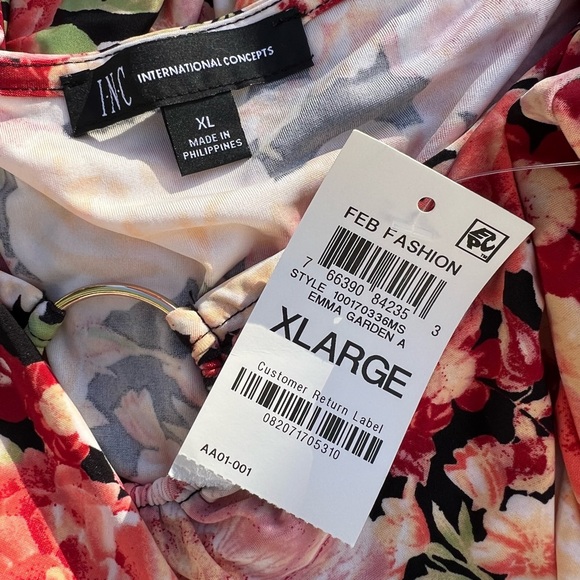 INC INTERNATIONAL CONCEPTS WOMENS FLORAL-PRINT SQUARE NECK RING TOP SIZE XL NWT! - Picture 4 of 4